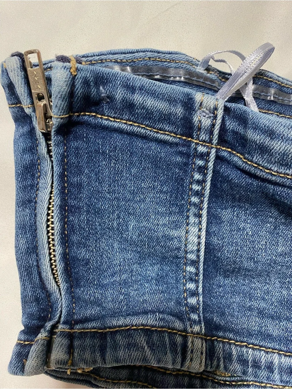 Denim Corset Crop Top - Blue